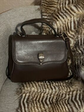 Vintage Kieselstein-Cord Brown Leather Top Handle Crossbody Bag